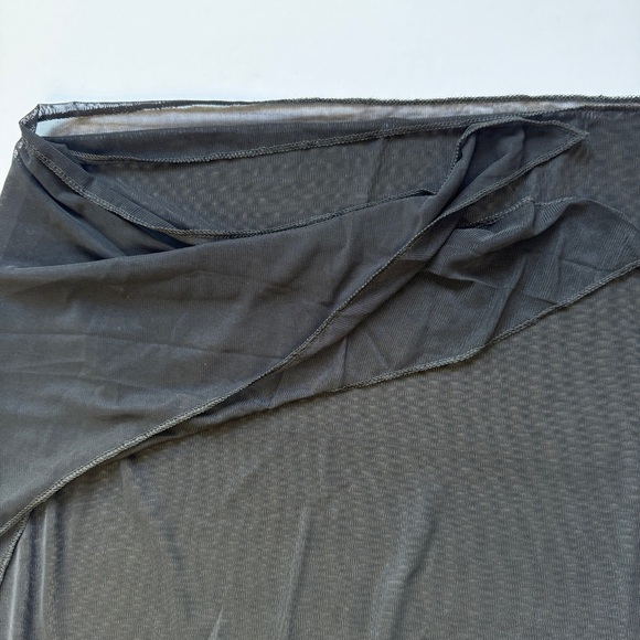 NWT Shein Swim Cover Up Fringe Trim Black Tie Side Skirt Sheer Boho Beachy Sz M - Picture 5 of 9